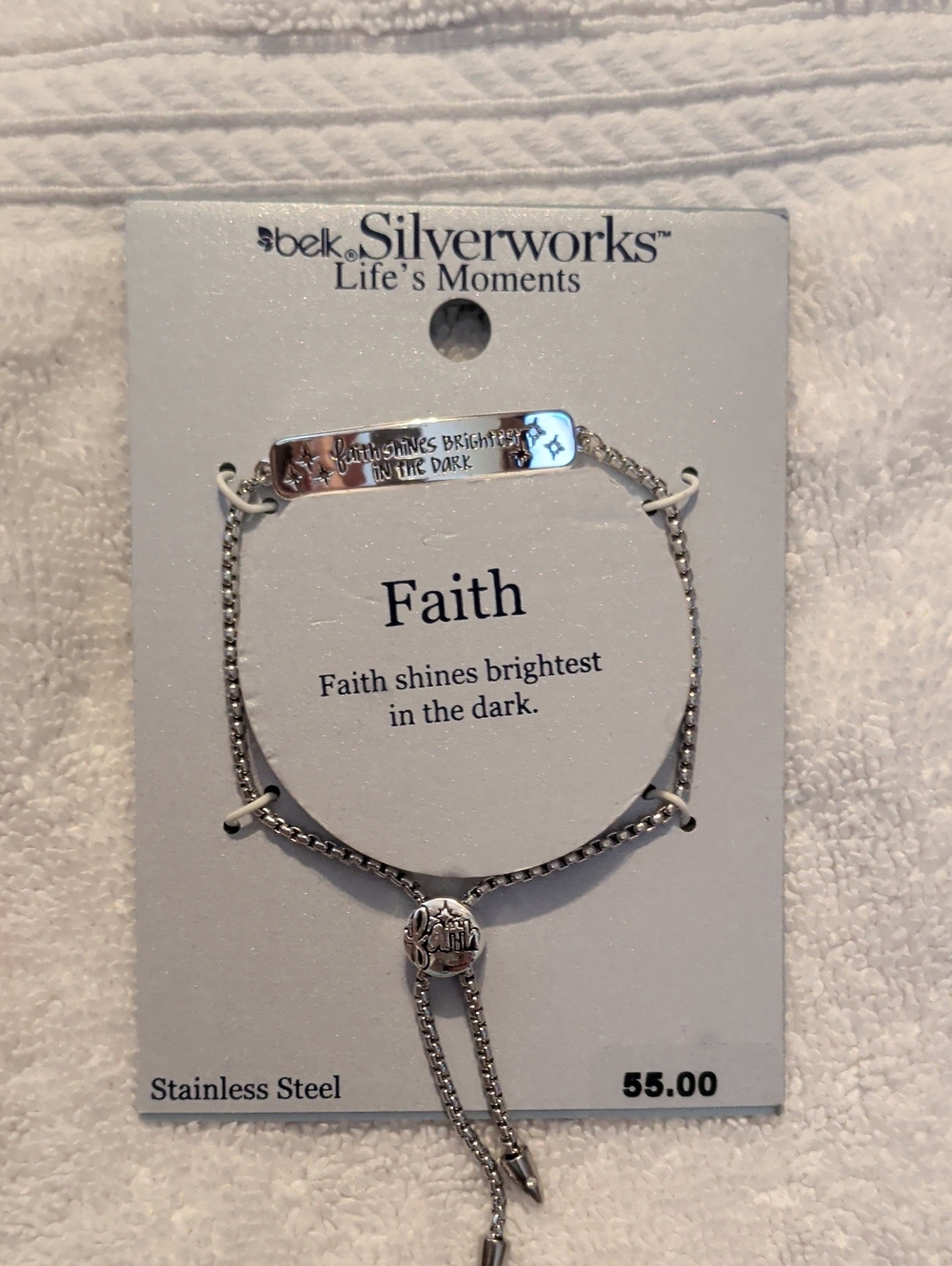 Belk Silverworks Faith Stainless Steel Inspirational Bracelet - Silver